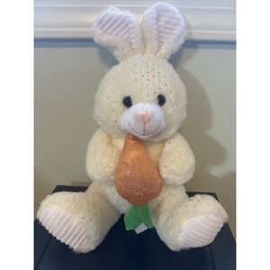 Linzy Toys Bunny Rabbit Plush Stuffed Animal White Sparkle Carrot Easter  12"